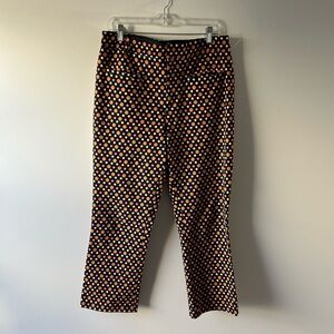 Anthropologie black/orange and pink geometric printed pants